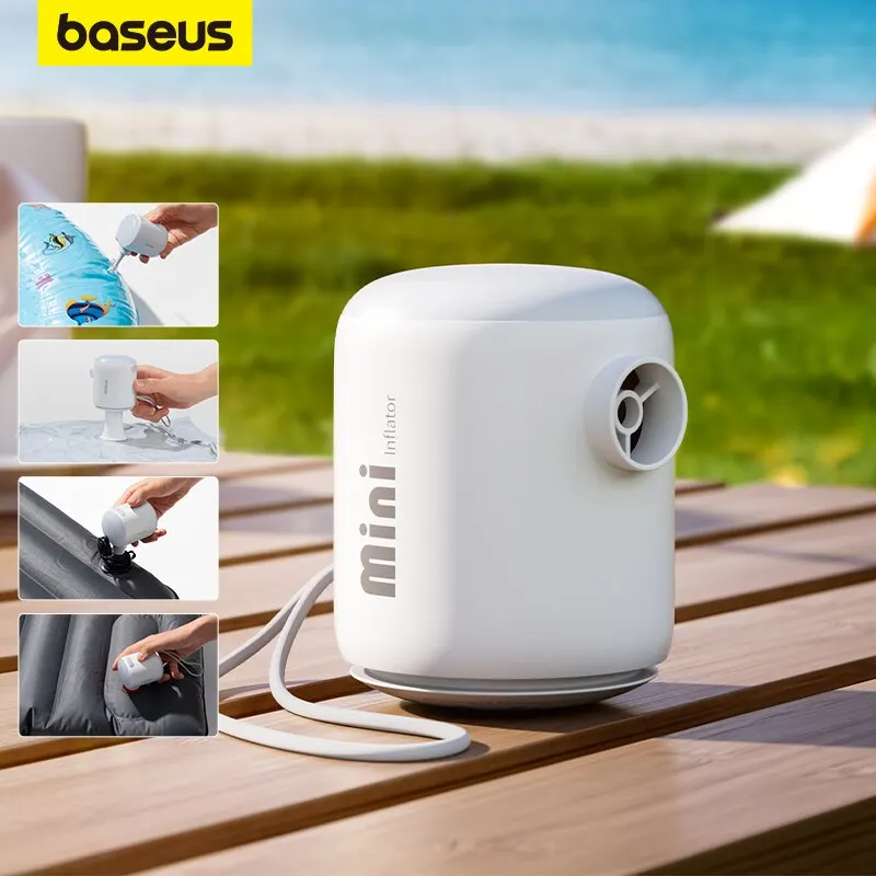 Baseus Mini hava pompası taşınabilir elektrikli şişirme pompası hava minder deflabeds te yataklar için yüzme simidi açık kamp pompası