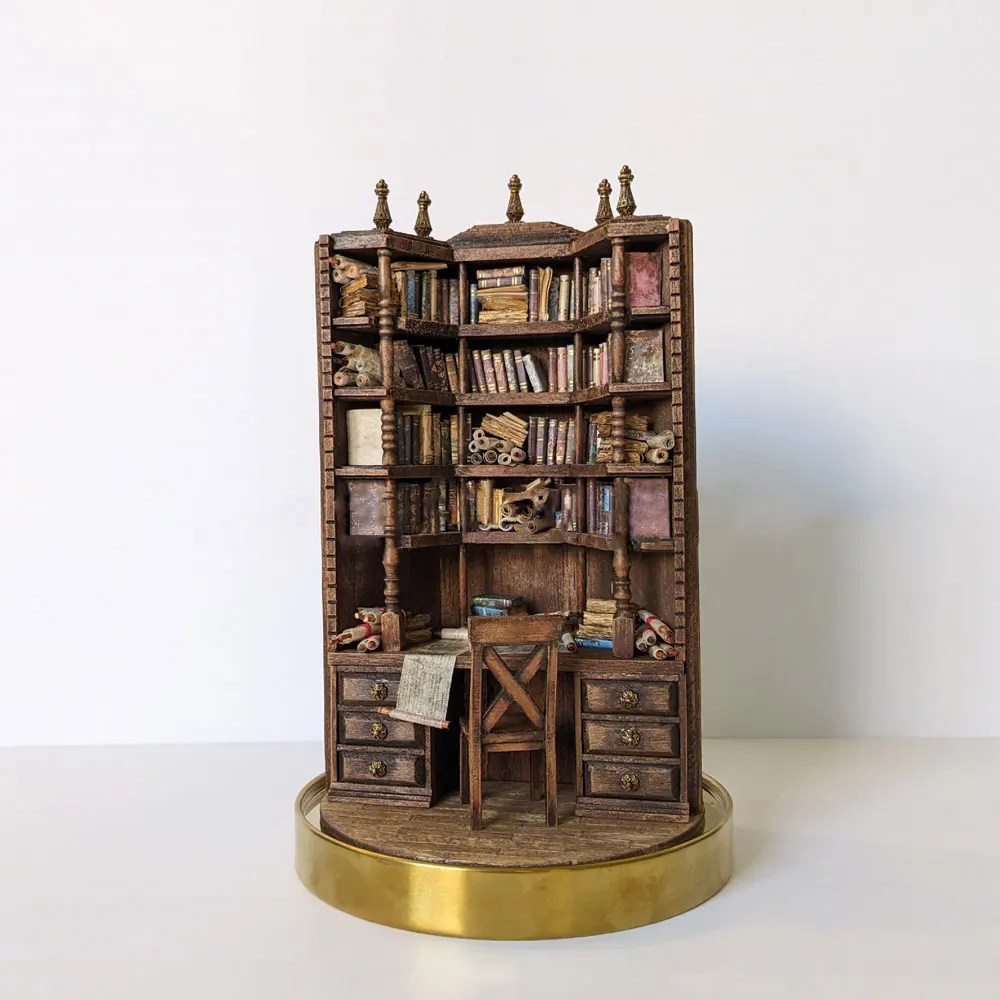Bay kütüphane minyatür gotik kitaplık süs el yapımı minyatür kitaplıklar yaratıcı Booknook sahte kitaplar dekorasyon hediyeler - Görsel 3