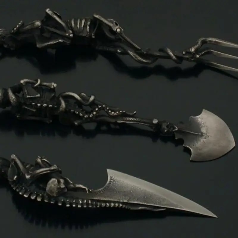 Cadılar bayramı hediye iskelet çatal bıçak takımları Vintage yemeği masa sofra takımı Set Metal el sanatları parti dekorasyon hediyeler Dropshipping - Görsel 2