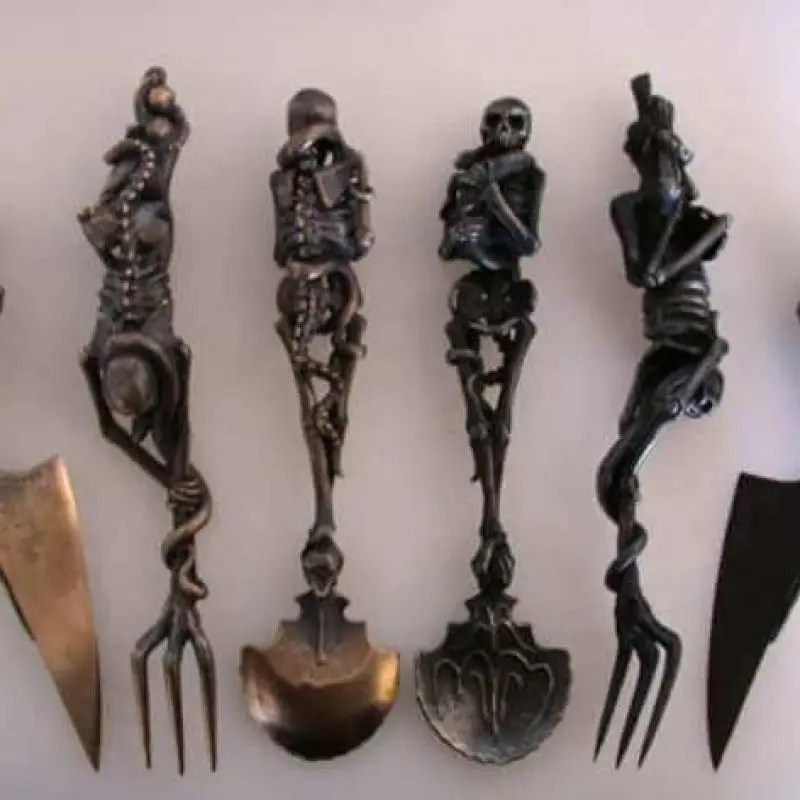 Cadılar bayramı hediye iskelet çatal bıçak takımları Vintage yemeği masa sofra takımı Set Metal el sanatları parti dekorasyon hediyeler Dropshipping - Görsel 4