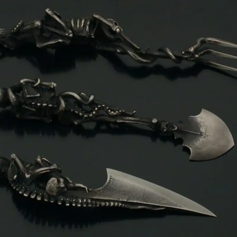 Cadılar bayramı hediye iskelet çatal bıçak takımları Vintage yemeği masa sofra takımı Set Metal el sanatları parti dekorasyon hediyeler Dropshipping