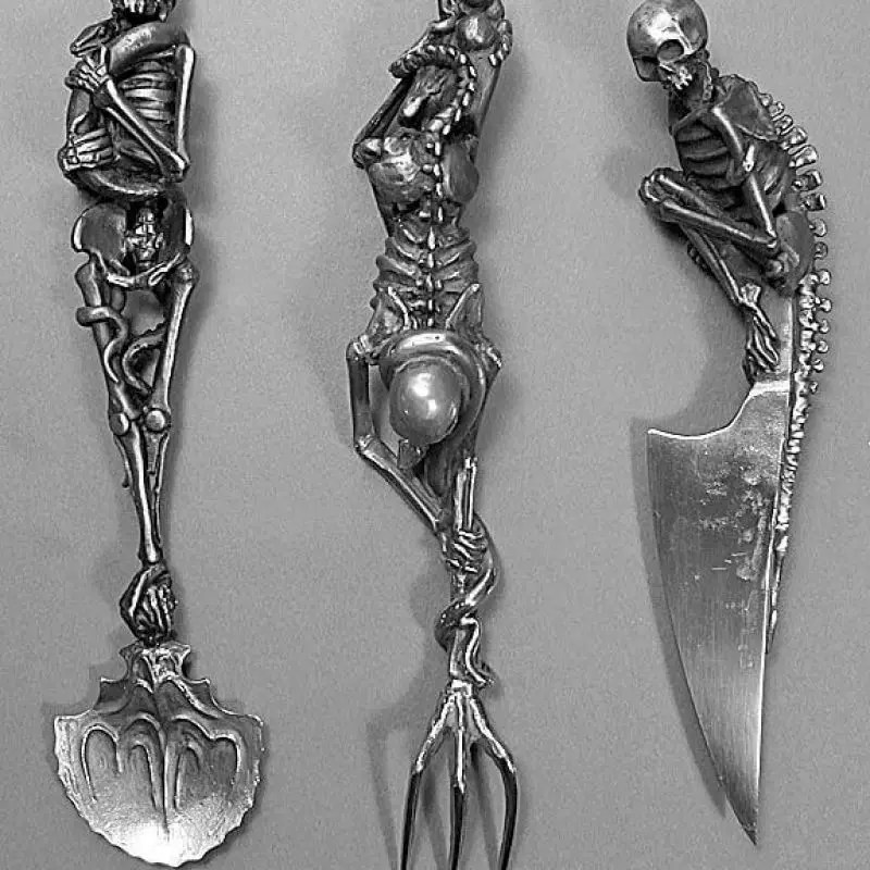 Cadılar bayramı hediye iskelet çatal bıçak takımları Vintage yemeği masa sofra takımı Set Metal el sanatları parti dekorasyon hediyeler Dropshipping - Görsel 1