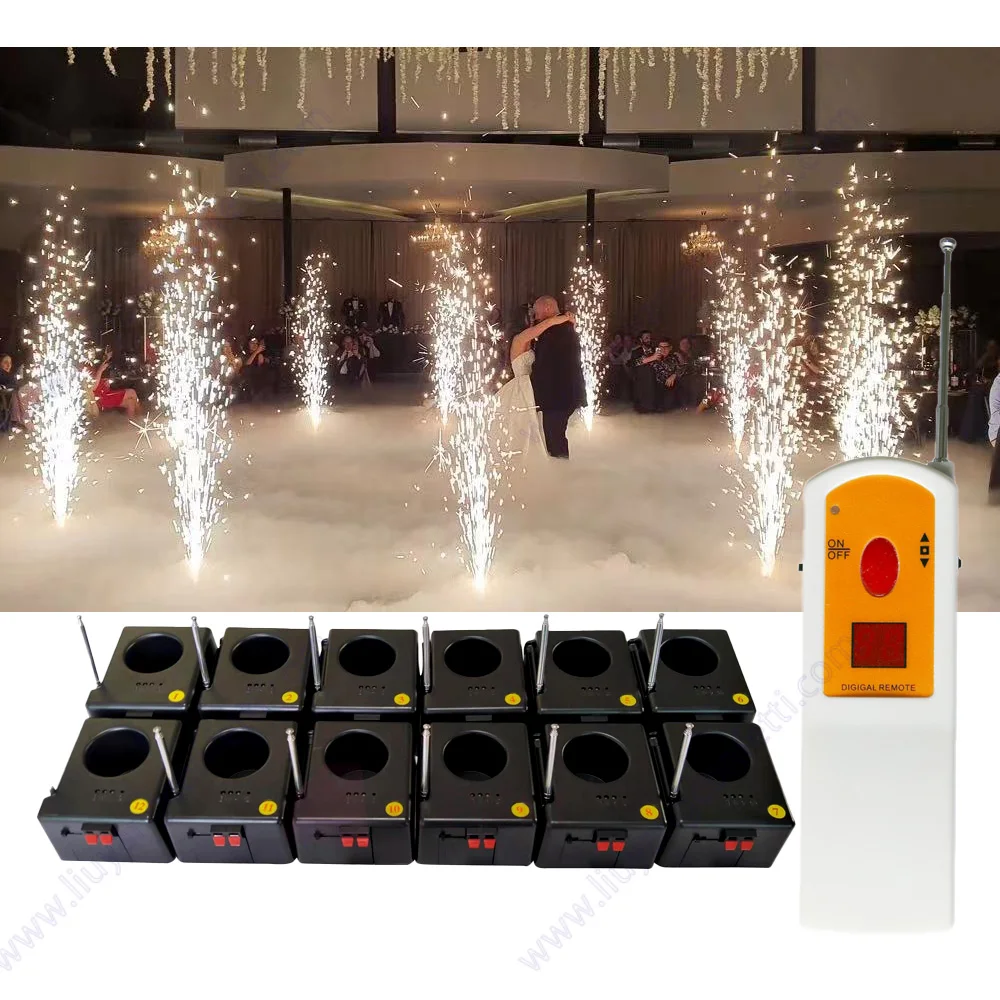 Düğün Pyrotechnic çakmak soğuk havai fişek ateşleme sistemi 12 Kanalen oplaadontontvanger Dubbele yangın makinesi brubruiloft DJ