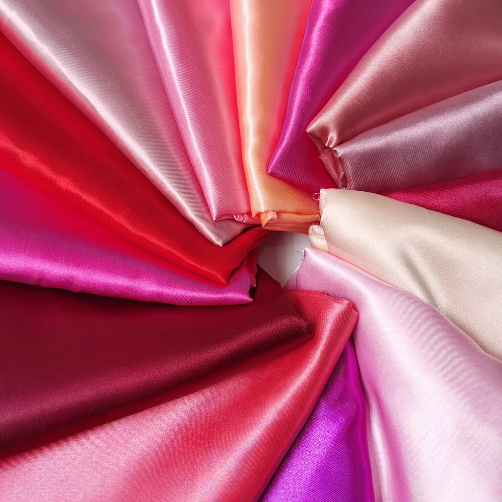 Düz Charmeuse 58 "geniş | 1 metre | 2 metre | 5 metre | Ipeksi saten kumaş eşarp zanaat DIY malzeme pembe kırmızı