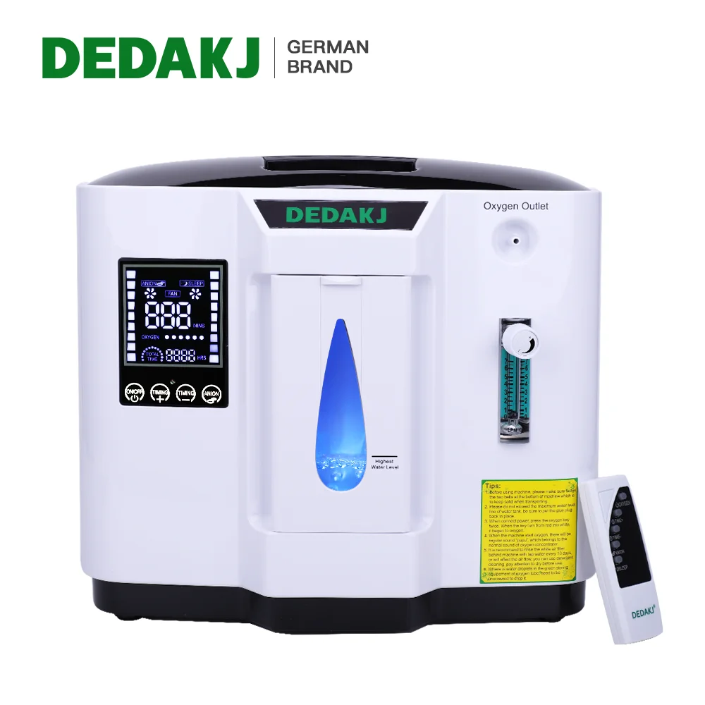 DEDAKJ DE-1A 1L-7L taşınabilir Oxygene konsantratör makinesi manuel ayarlı yüksek konsantrasyonlu evde bakım oksijen jeneratörü