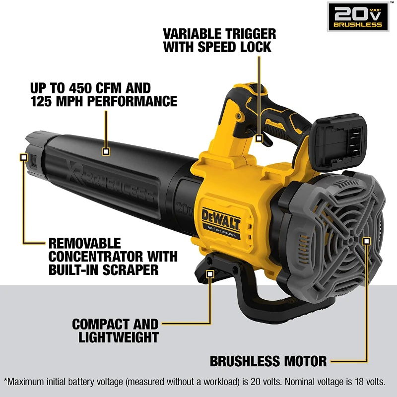 DEWALT DCMBL562 fırçasız akülü Blower 20V lityum güç araçları 450CFM çıplak aracı