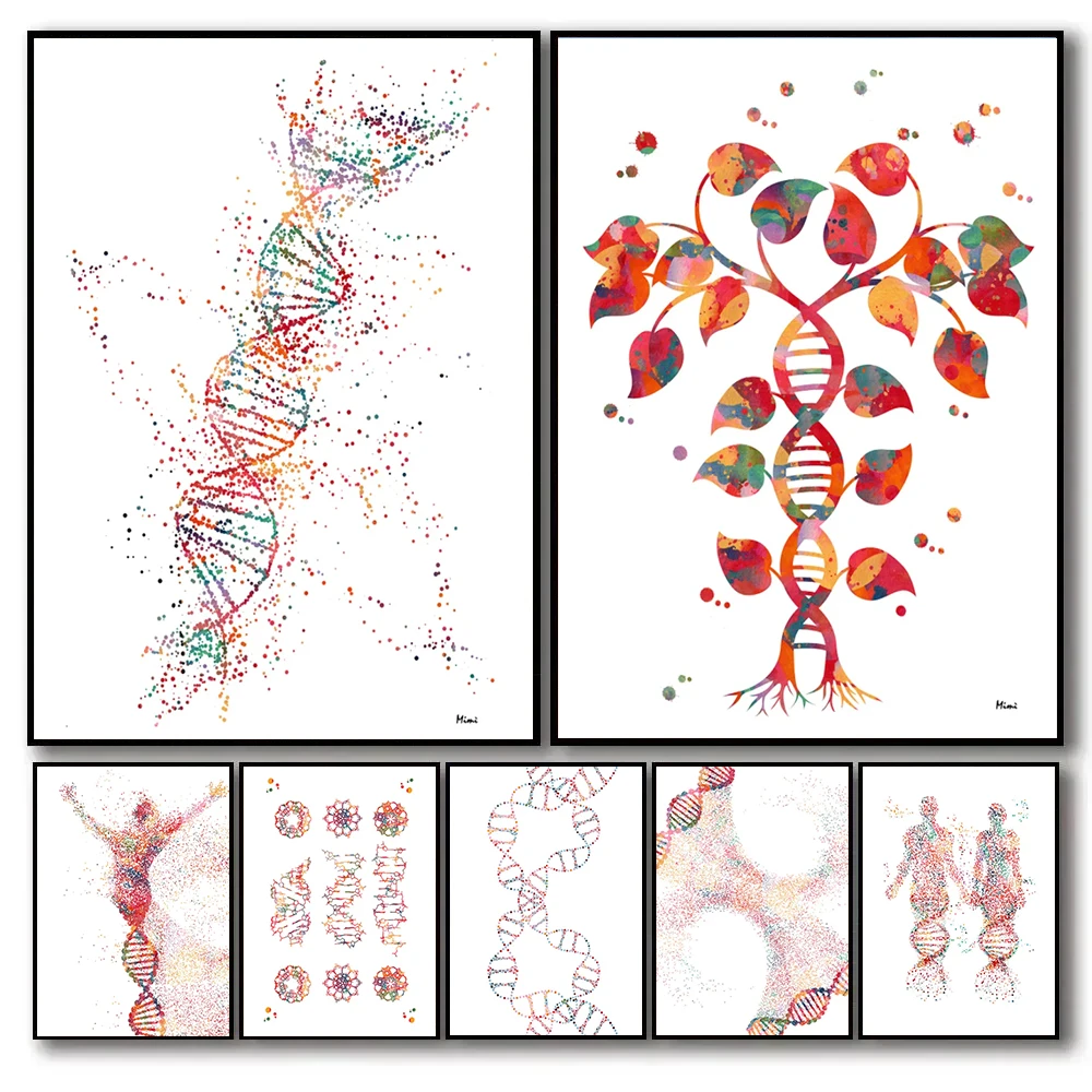 DNA genetik kod Poster DNA tek sarmal ağacı biyoloji sanat tuval boyama bilim eğitim duvar sanatı resimleri ev Lab dekor