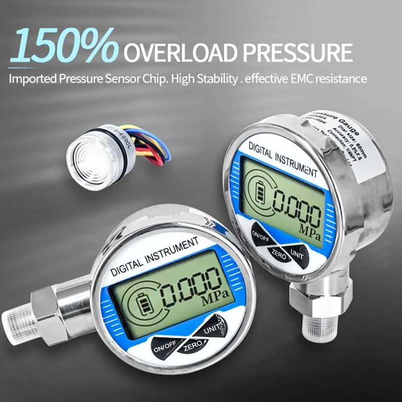 Dijital basınç göstergesi M20 * 1.5 300 bar hidrolik basınç göstergesi radyal elektronik basınç göstergesi 60mm 4bar dijital manometre