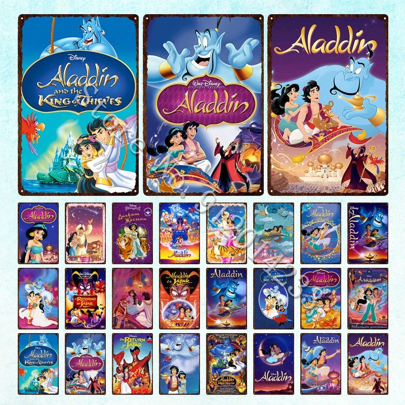 Disney prenses yasemin Metal plakalar Aladdin karikatür filmler için teneke Sigs Metal plaketler duvar sanat demir boyama ev dekorasyon