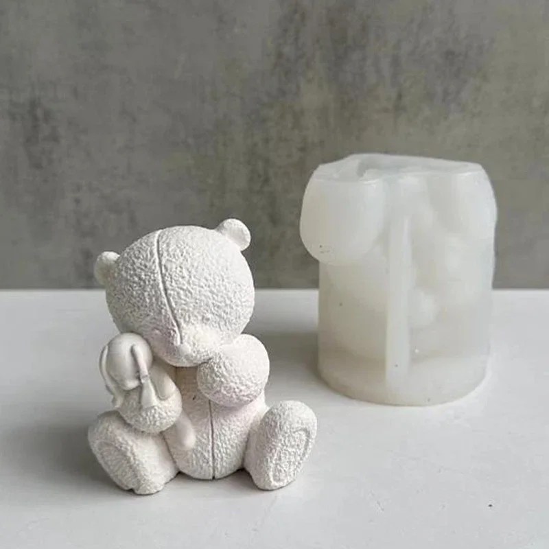 Dokuma ayı mum silikon kalıp 3D ayı aromaterapi alçı sabun el sanatları epoksi reçine Molud DIY çikolata buz küpü yapma aracı