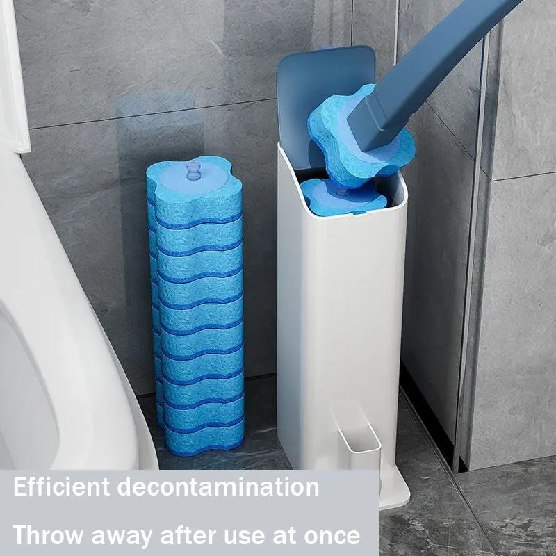 Duvara monte tek kullanımlık tuvalet fırçası seti uzun saplı ev banyo temizleme aracı yedek Brushs kafa tuvalet aksesuarları