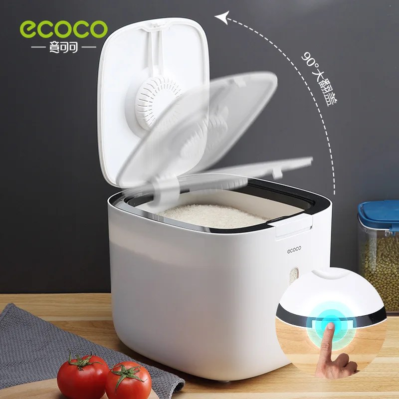 ECOCO 5/10KG mutfak Nano kova böcek geçirmez nem geçirmez mühürlü pirinç kova tahıl Pet gıda saklama kabı pirinç kutusu