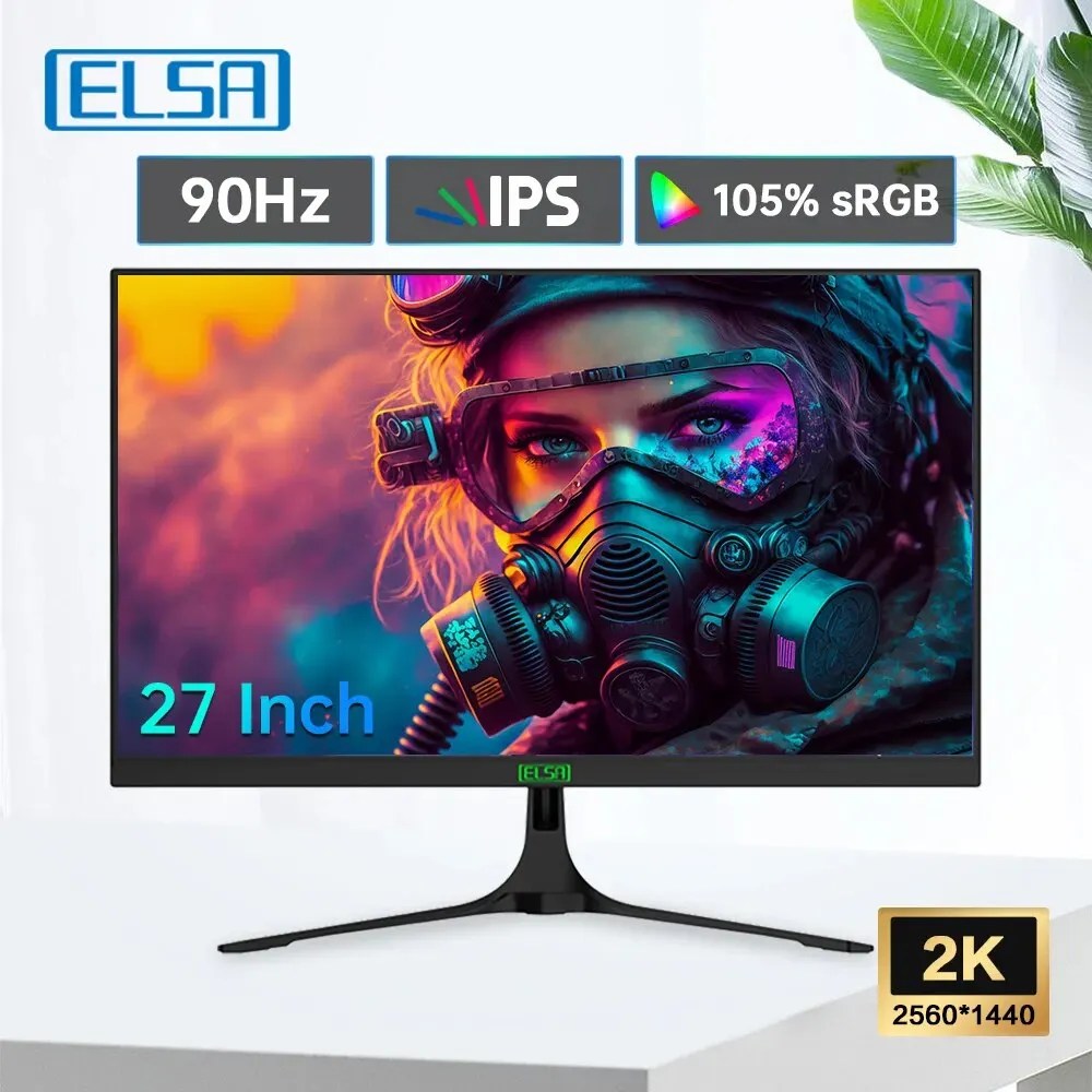 ELSA 27 inç QHD monitör IPS 2560x1440 90hz yenileme ofis bilgisayar ekranı