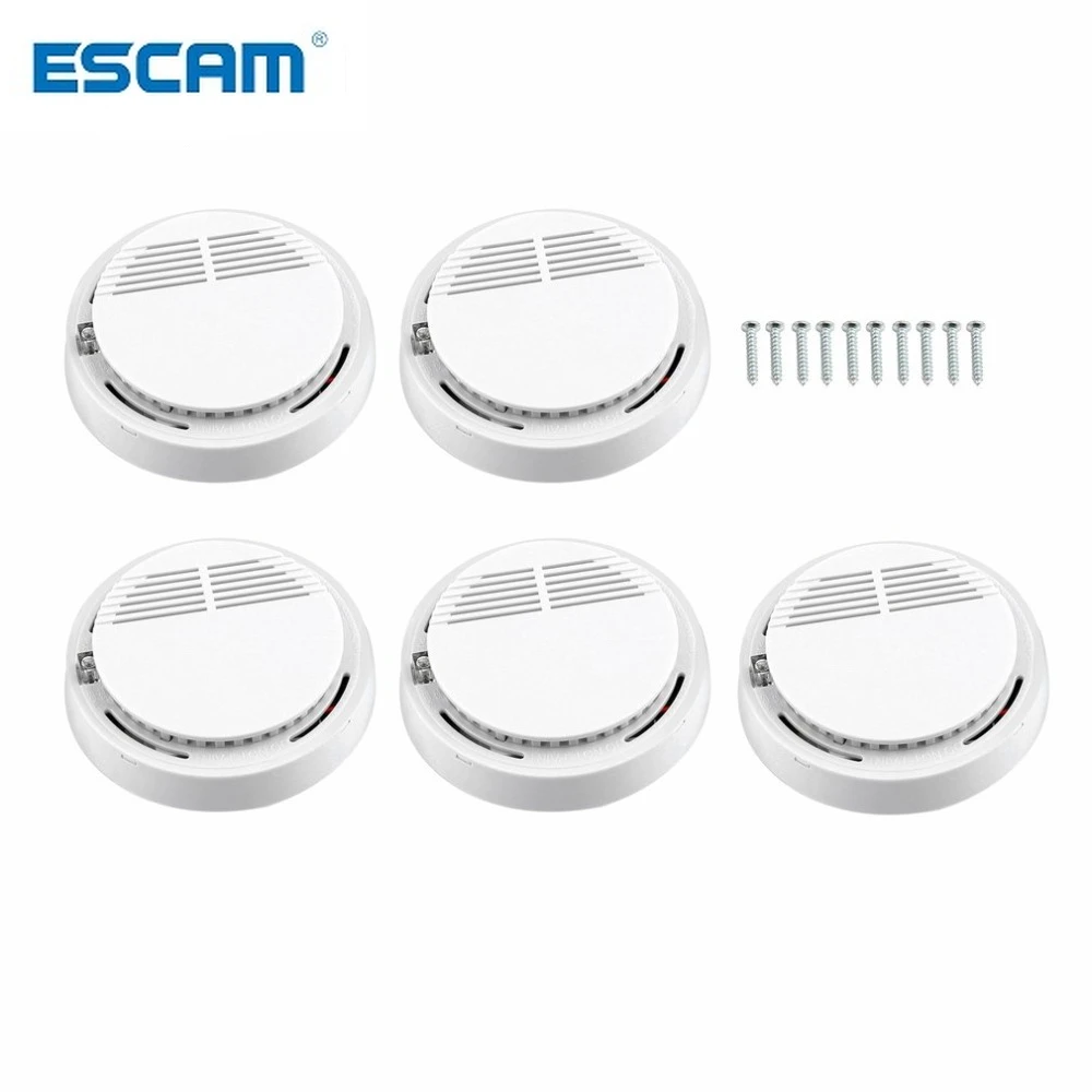 ESCAM 5 adet 10 adet duman sensörü alarmı hassas fotoelektrik bağımsız yangın duman dedektörü ev güvenlik Alarm sistemi