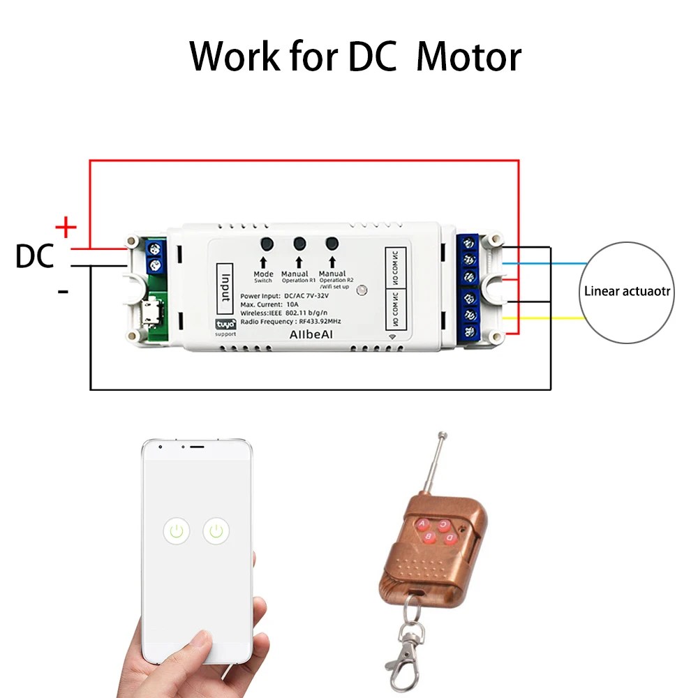 EWeLink WIFI denetleyici DC 12V/24V Linear lineer aktüatör 12V DC elektrikli sürücü pencere açacağı lineer Motor 30W 50-250mm inme - Görsel 3