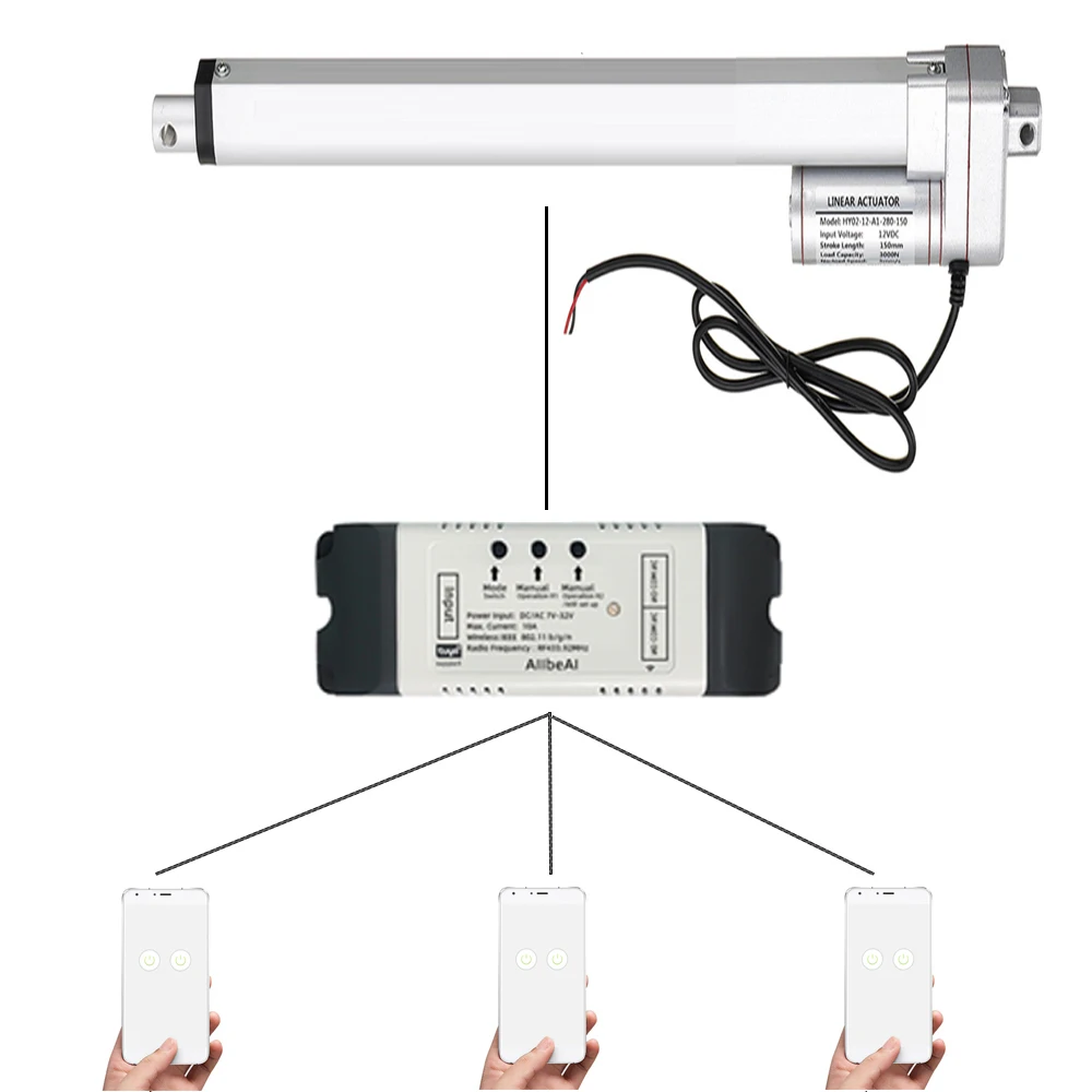 EWeLink WIFI denetleyici DC 12V/24V Linear lineer aktüatör 12V DC elektrikli sürücü pencere açacağı lineer Motor 30W 50-250mm inme