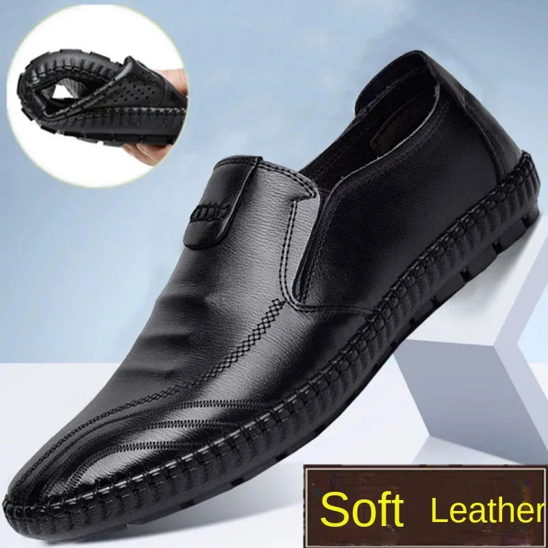 Erkekler günlük mokasen ayakkabı rahat lightwalking yürüyüş ayakkabı mokasen nefes erkek deri ayakkabı Zapatos Hombre üzerinde kayma