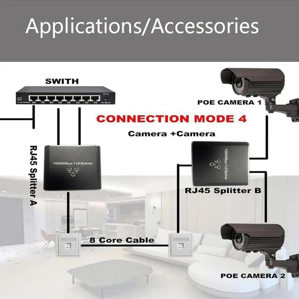 Ethernet Splitter 1 ila 2 yüksek hızlı 1000mbps Rj45 Ethernet Splitter adaptörü ağ uzatma konektörü adaptörü Pc aksesuarları - Görsel 3