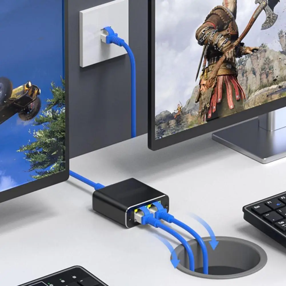Ethernet Splitter 1 ila 2 yüksek hızlı 1000mbps Rj45 Ethernet Splitter adaptörü ağ uzatma konektörü adaptörü Pc aksesuarları