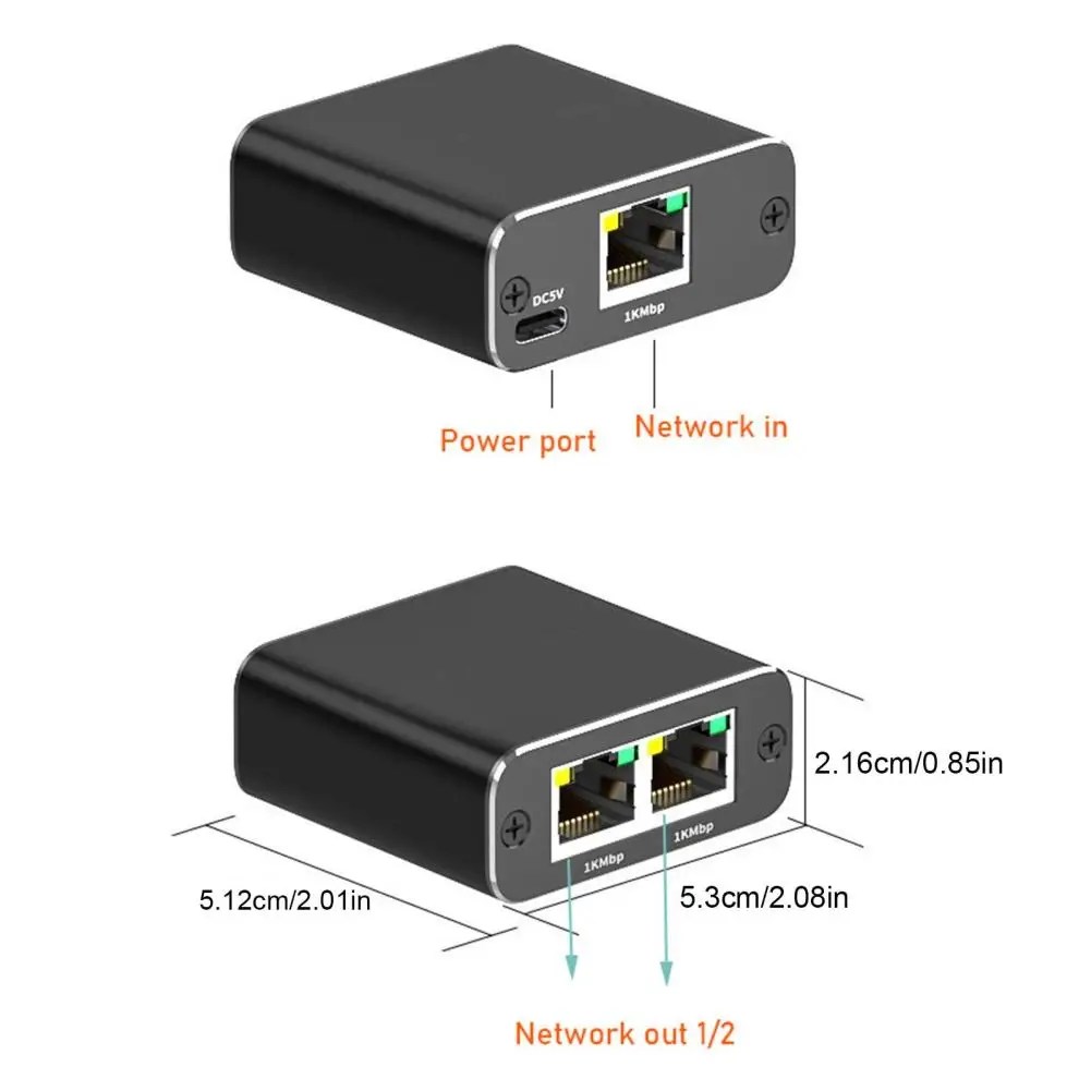 Ethernet Splitter 1 ila 2 yüksek hızlı 1000mbps Rj45 Ethernet Splitter adaptörü ağ uzatma konektörü adaptörü Pc aksesuarları