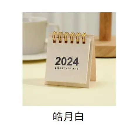 Ferahlatıcı basit düz renk 2024 Mini masaüstü kağıt takvim çift günlük zamanlayıcı masa planlayıcısı yıllık gündem organizatör masası