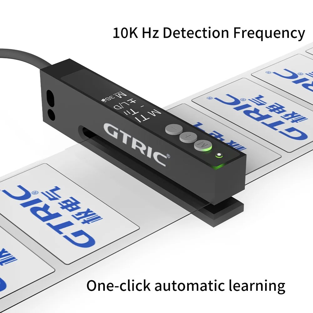 GTRIC etiket algılama sensörü fotoelektrik anahtarı yüksek hızlı yuvası optik sensör 12-24V DC NPN PNP olmayan şeffaf boşluk etiketleri - Görsel 2