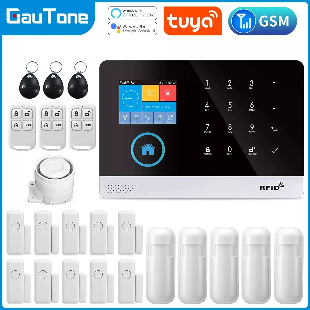 GauTone PG103 Alarm sistemi ev hırsız güvenlik için 433MHz WiFi GSM Alarm kablosuz Tuya akıllı ev App kontrolü