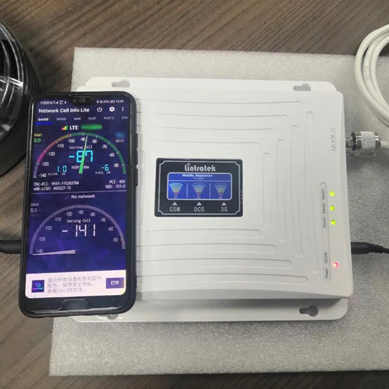 Hücresel LTE sinyal güçlendirici Lintratek 2G 3G 4G Tri bant tekrarlayıcı GSM 900 1800 2100MHz Internet sinyal amplifikatörü 360 ° kapsama