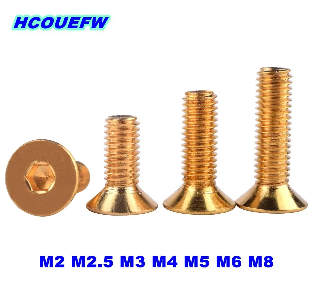 HCOUEFW 2-20 adet DIN7991 M2 M2.5 M3 M4 M5 M6 M8 saf pirinç düz altıgen altıgen soket havşa başlı vida cıvata - Görsel 1