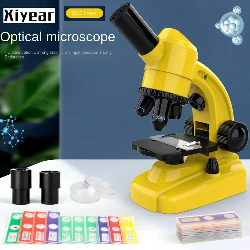 HD optik mikroskop oyuncaklar 1600x biyoloji çocuk bilim yüksek büyütme ev kullanımı profesyonel öğrenciler öğretim hediyeler