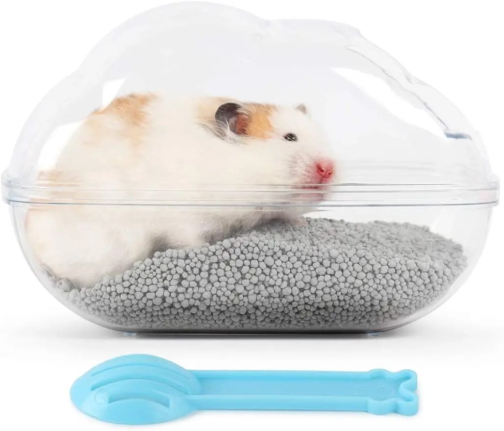 Hamster için kum banyo konteyner büyük şeffaf Hamster tuvalet ile Scoop cüce Sandbox toz küvet küçük hayvanlar banyo Ha