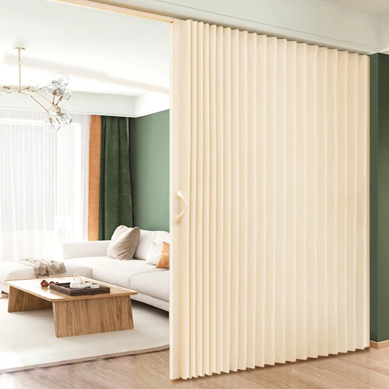 High End PVC yumuşak yüksek tokluk su geçirmez kolay temiz vestiyer balkon banyo bölme katlanır sürgülü akordeon kapı