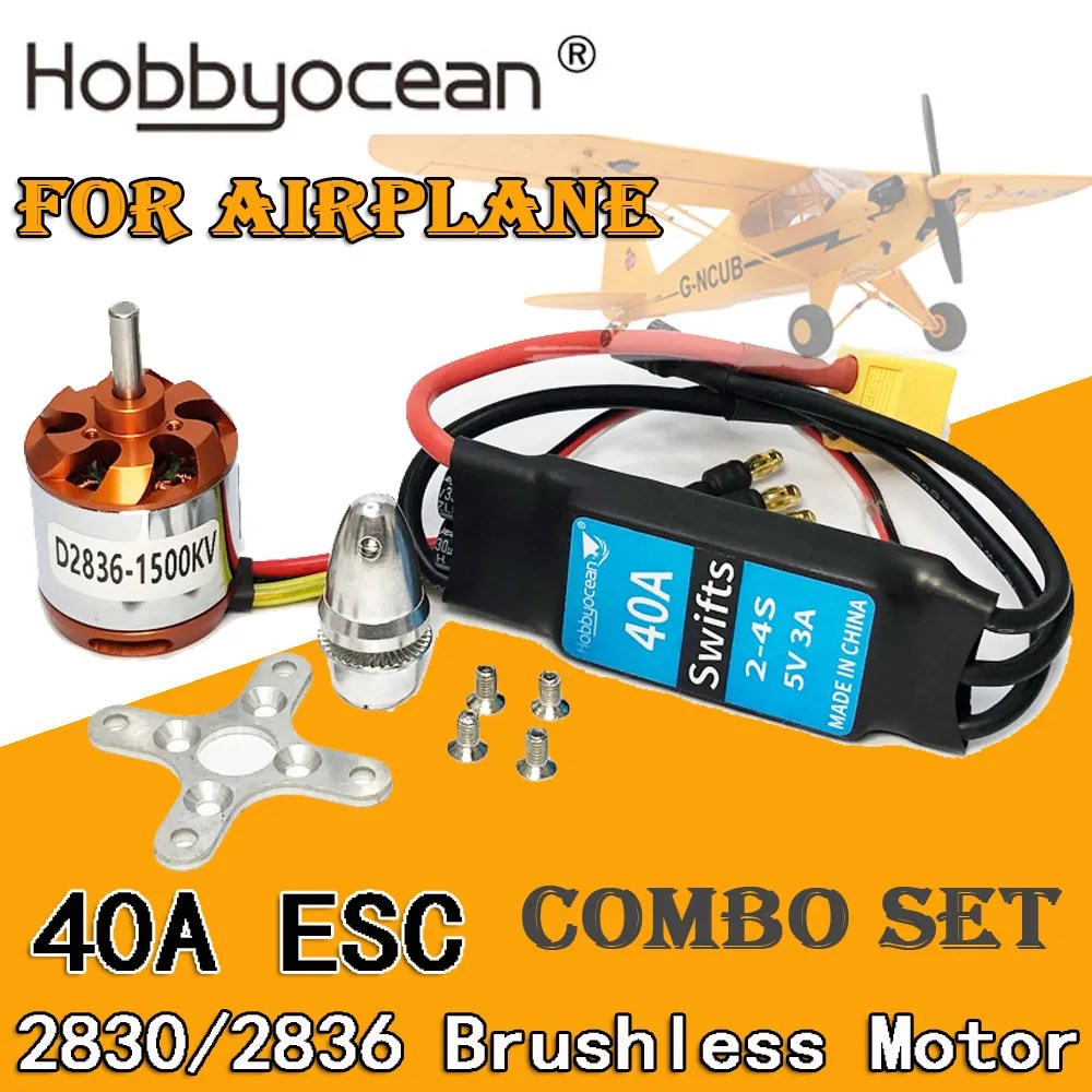 Hobbyocean RC D2830 2830 2836 fırçasız öncü Motor 750KV 850KV 1100KV 1500KV 40A ESC