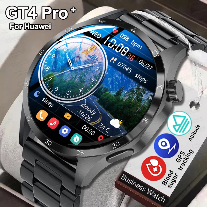Huawei GT4 artı Smartwatch erkek AMOLED ekran Bluetooth çağrı GPS spor NFC sağlık monitör Smartwatch adam izle GT4 Pro + kutu