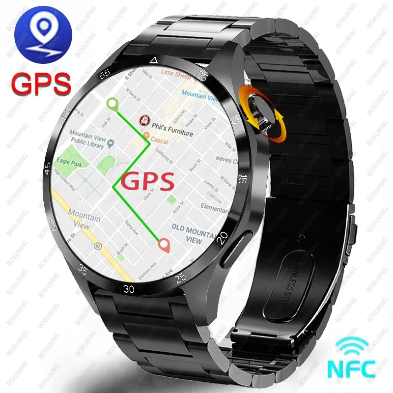 Huawei Xiaomi GT4 Pro akıllı İzle erkekler için 2023 yeni NFC GPS Tracker AMOLED 360*360 HD ekran kalp hızı Bluetooth çağrı SmartWatch