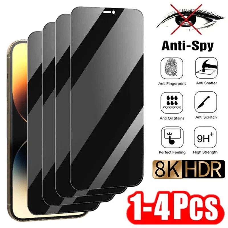 IPhone 14 için 1-4 adet gizlilik ekran koruyucu 13 11 12 Pro Max Mini 7 8 artı Anti-spy koruyucu cam iPhone 15 X XR XS MAX