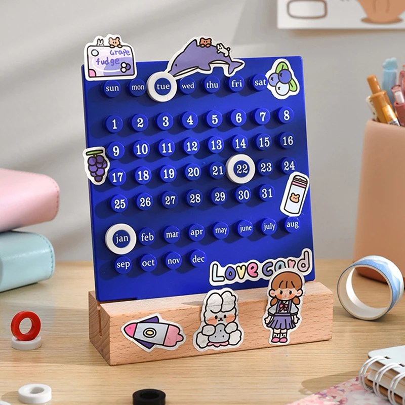 Ins Creative Time Perpetual Table Calendar Manual Acrylic Desk Calendario Home Decoration 3 Ring Date Record Gift Set - Görsel 4