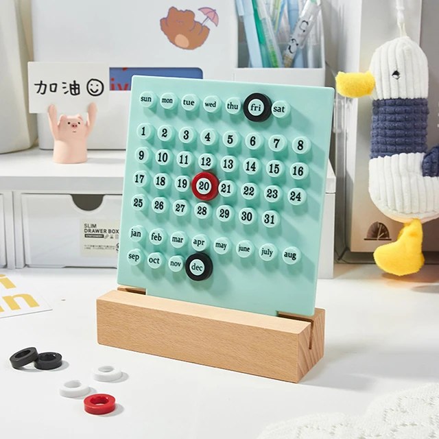 Ins Creative Time Perpetual Table Calendar Manual Acrylic Desk Calendario Home Decoration 3 Ring Date Record Gift Set - Görsel 10