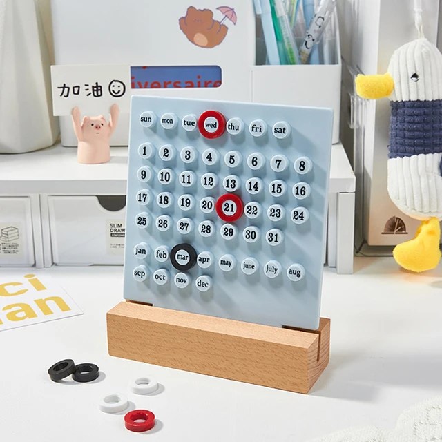 Ins Creative Time Perpetual Table Calendar Manual Acrylic Desk Calendario Home Decoration 3 Ring Date Record Gift Set - Görsel 11
