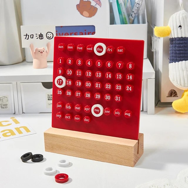 Ins Creative Time Perpetual Table Calendar Manual Acrylic Desk Calendario Home Decoration 3 Ring Date Record Gift Set - Görsel 13