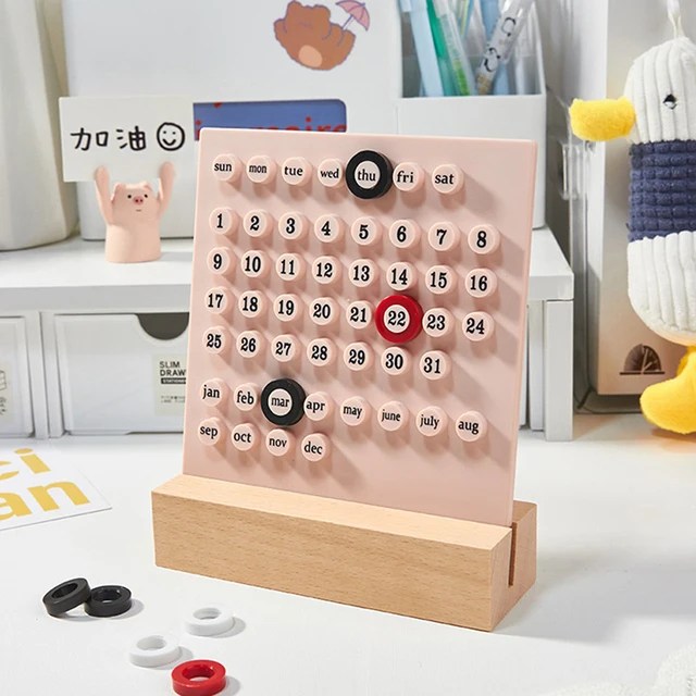Ins Creative Time Perpetual Table Calendar Manual Acrylic Desk Calendario Home Decoration 3 Ring Date Record Gift Set - Görsel 14