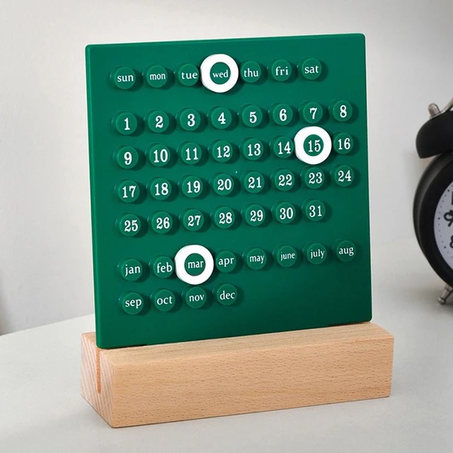 Ins Creative Time Perpetual Table Calendar Manual Acrylic Desk Calendario Home Decoration 3 Ring Date Record Gift Set - Görsel 7