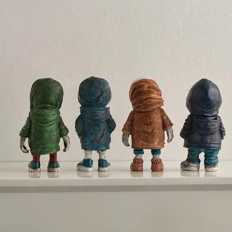 Iskelet bebek reçine takı karakter heykeli ev yaratıcı serin odası dekor paneli Trendy sokak dekorasyon kişiselleştirilmiş Retro - Görsel 5
