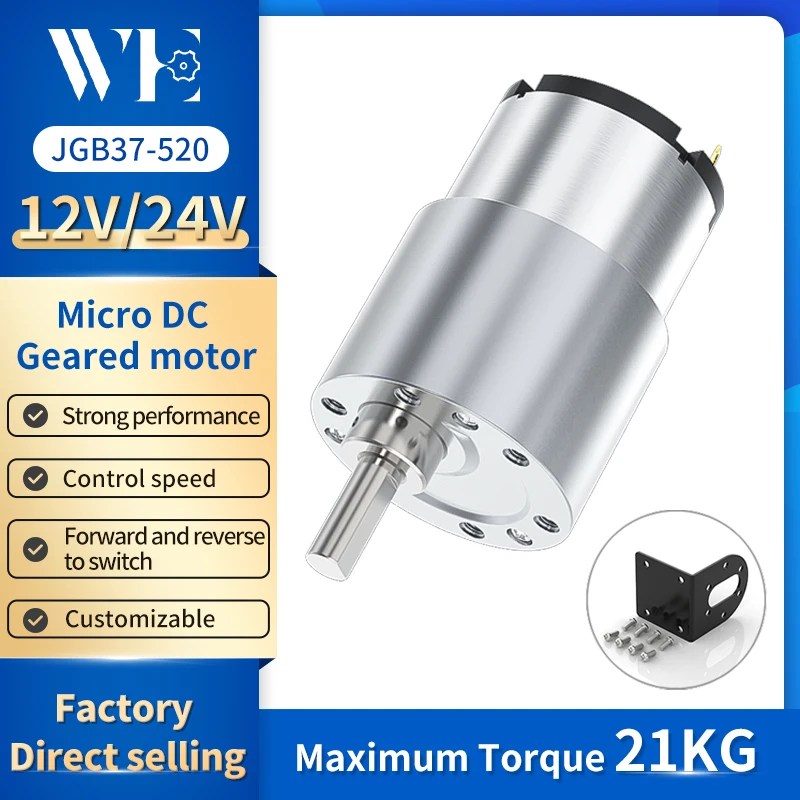 JGB37-520 minyatür yüksek tork Metal dişli redüktör Motor 6V/12V/24V 7RPM ~ 960RPM mikro hız ayarlanabilir ileri ve geri