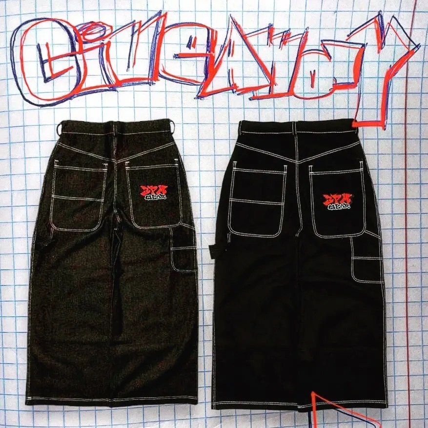 JNCO Baggy kot Y2k kadınlar sokak Hip Hop kaya nakış desen Vintage Harajuku yüksek bel geniş bacak kot düz bacak pantolon