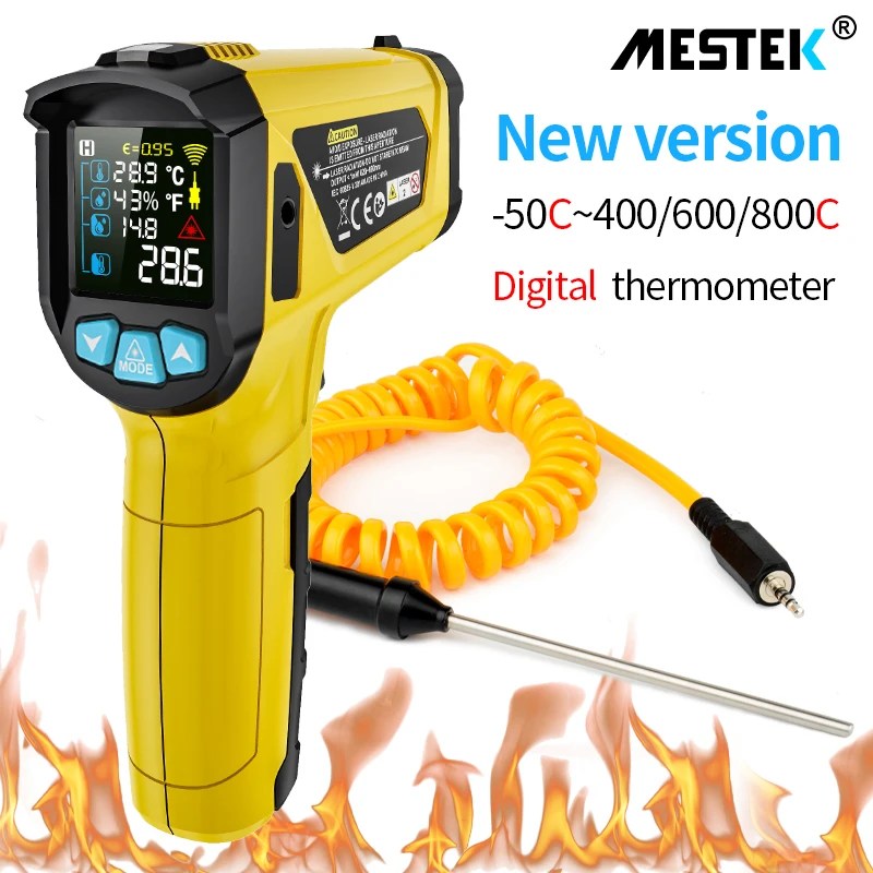 Kızılötesi termometre temassız sıcaklık ölçer Gun el dijital LCD endüstriyel açık lazer pirometre IR termometre