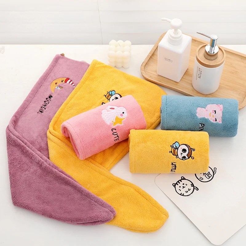Kadın kız havlu banyo mikrofiber hızlı kurutma saç havlu sihirli duş kap Lady türban başkanı Wrap - Görsel 5