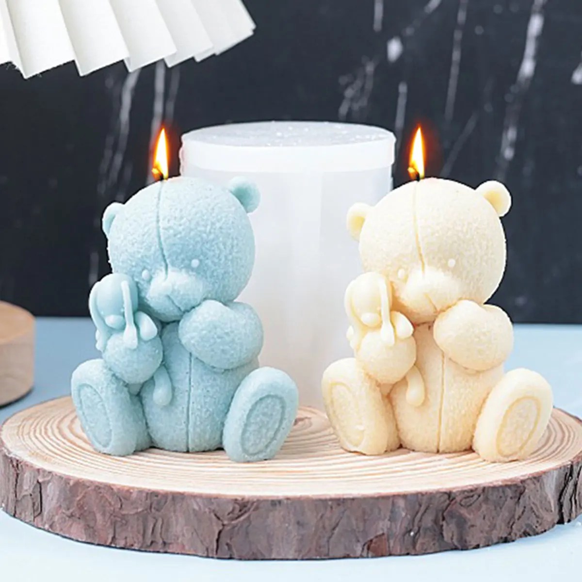 Karikatür dokuma ayı mum silikon kalıp DIY hayvan sabun reçine alçı bebek yapma aracı çikolata buz küpü kalıp kek dekor hediye