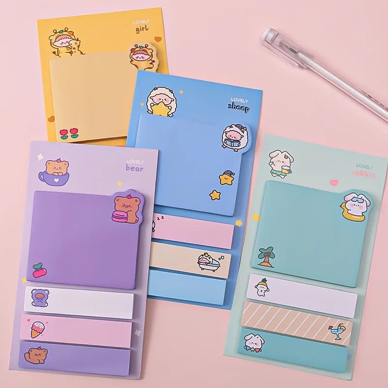 Kawaii kağıt yapışkan notlar yaratıcı not defteri not pedleri ofis okul kırtasiye yapışkan çıkartmalar yayınlanan yapışkan not pedleri