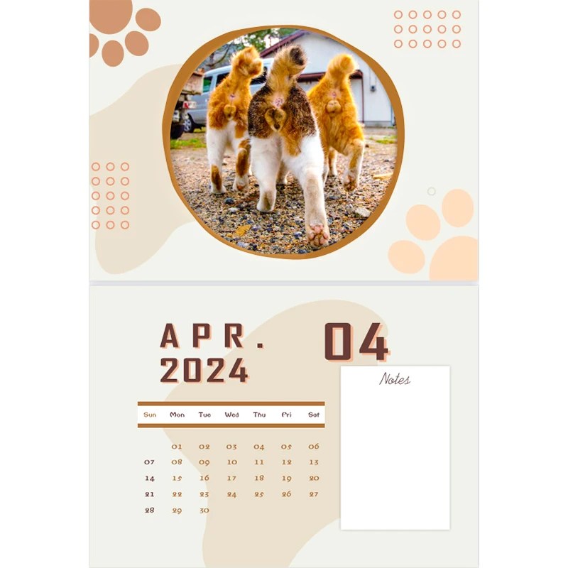 Kedi izmaritleri için 2024 kedi severler komik kediler takvim, yavru popo takvim 2024 aylık duvar asılı takvimler sevimli komik köpek cins - Görsel 4